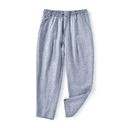 Women's Linen Trousers with Elastic Waist and Side Pockets