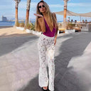 Ladies Floral Wide Leg Lace Trousers