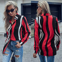 Modern Wave Pattern Women's Blouse with Button-Down Front