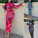 Stylish Women's Long Sleeve Midi Dress with Gradient Design