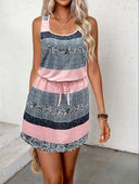 Fashionable Striped Women's Dress with Elastic Waist