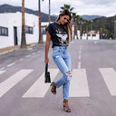 High-Waist Distressed Women's Jeans