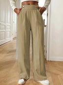 Women's High-Waisted Wide Leg Pants with Pockets