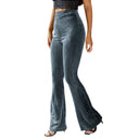 Velvety Striped Flare Pants for Women