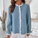 Chic Women's Long Sleeve Lace Blouse