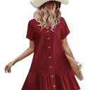 Chic Women's Button-Down Shirt Dress with Flared Skirt