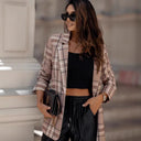 Classic Women's Checkered Blazer with Timeless Design