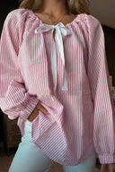 Chic Women's Blouse with Puff Sleeves & Tie Detail