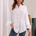 Stylish Women's Blouse with Button Closure and Stand Collar