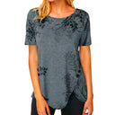 Floral Design Women's Asymmetrical Hem T-Shirt