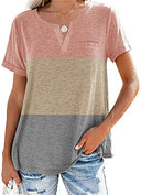 Color Block Women's T-Shirt with Neck Label