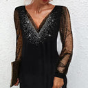 Chic Evening Dress with Sheer Sleeves and Glitter Accents
