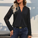 Lace Sleeve V-Neck Women's Blouse