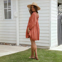 Women’s Flowing Summer Dress with Balloon Sleeves & Square Neck