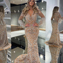 Stunning Evening Dress with Dazzling Fringes and Deep V-Neck