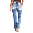 Stylish Women's Bootcut Jeans with Unique Back Pockets