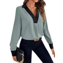 Chic Blouse with Contrasting Collar for Women