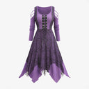 Gothic Lace-Trim Maxi Dress for Women