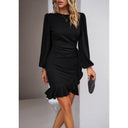 Chic Cocktail Dress with Puff Sleeves for Women