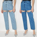 Trendy Women's Jeans with Rhinestone Accents