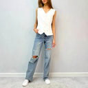 Chic Women's Sleeveless Button Placket Blouse
