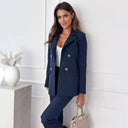 Chic Double-Breasted Blazer with Gold Accents