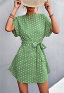 Chic Women's Polka Dot Dress with Waist Belt