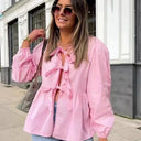 Women's Ruffle Detail Blouse with Gathered Design