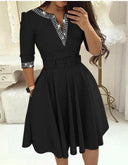 Checkered Women's Dress with Stylish Belt