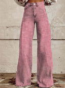 High-Waisted Wide-Leg Jeans with Contemporary Striped Pattern