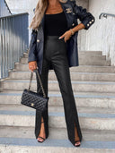 Chic High-Waist Blazer with Slit Design