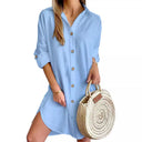 Chic Women's Shirt Dress with Button Accents and Side Slits
