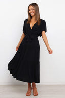 Women’s Maxi Dress: Deep V-Neck & Flowing Sleeves