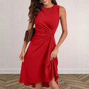 Chic Asymmetric Hem Wrap Dress with Gathered Detailing