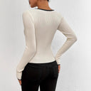 V-Neck Women's Long Sleeve Ribbed Bodysuit