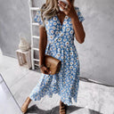 Floral Short Sleeve Wrap Dress for Women