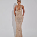 Stunning Sequin Evening Dress with Deep V-Neck & Wrap Detail