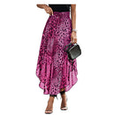 Trendy Leopard Print Maxi Skirt with Asymmetrical Hem for Women