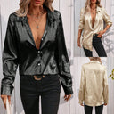 Chic Shimmering Blouse with Classic Collar for Women