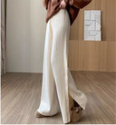 Chic Knit Trousers with Decorative Button Accents