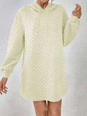 Textured Pattern Long Sleeve Hooded Women's Dress
