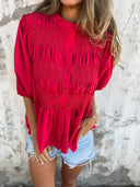 Chic Ruffled Blouse with Button Placket for Women