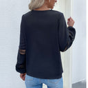 Chic V-Neck Women's Blouse with Lace Accents