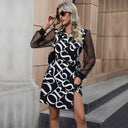 Chic Women's Dress with Sheer Sleeve Cuffs