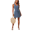 Polka Dot Women's Dress with Stylish Waist Belt