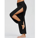 Chic Women's Palazzo Pants with Side Slits and Stretch Waistband
