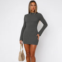 Women's Knit Mini Dress with Long Sleeves