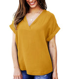 Women's Airy V-Neck Tee with Rolled Sleeves