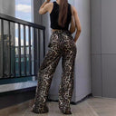 Chic Leopard Print Palazzo Trousers for Women