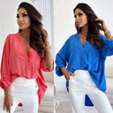 Women's Oversized Long Blouse with Button Placket